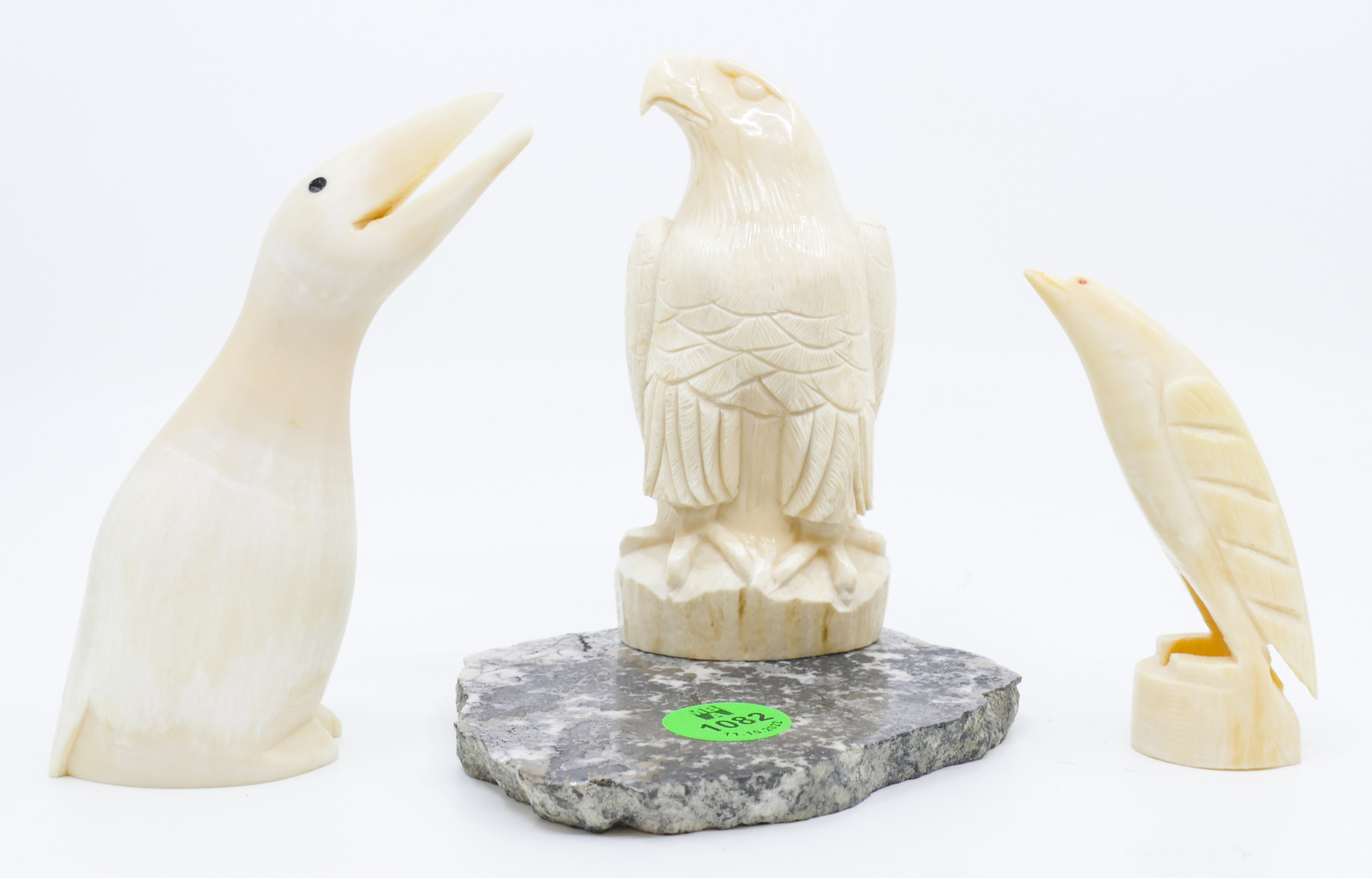 3pc Alaskan Inuit Eagle and Bird Carvings