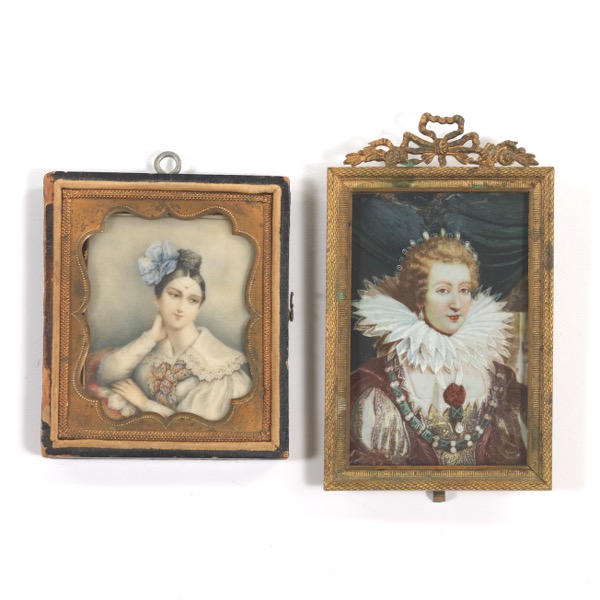 TWO FRAMED MINIATURE PORTRAITS  2af51a