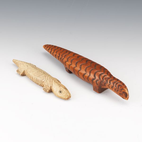 TWO AFRICAN CARVED FIGURINES  Two