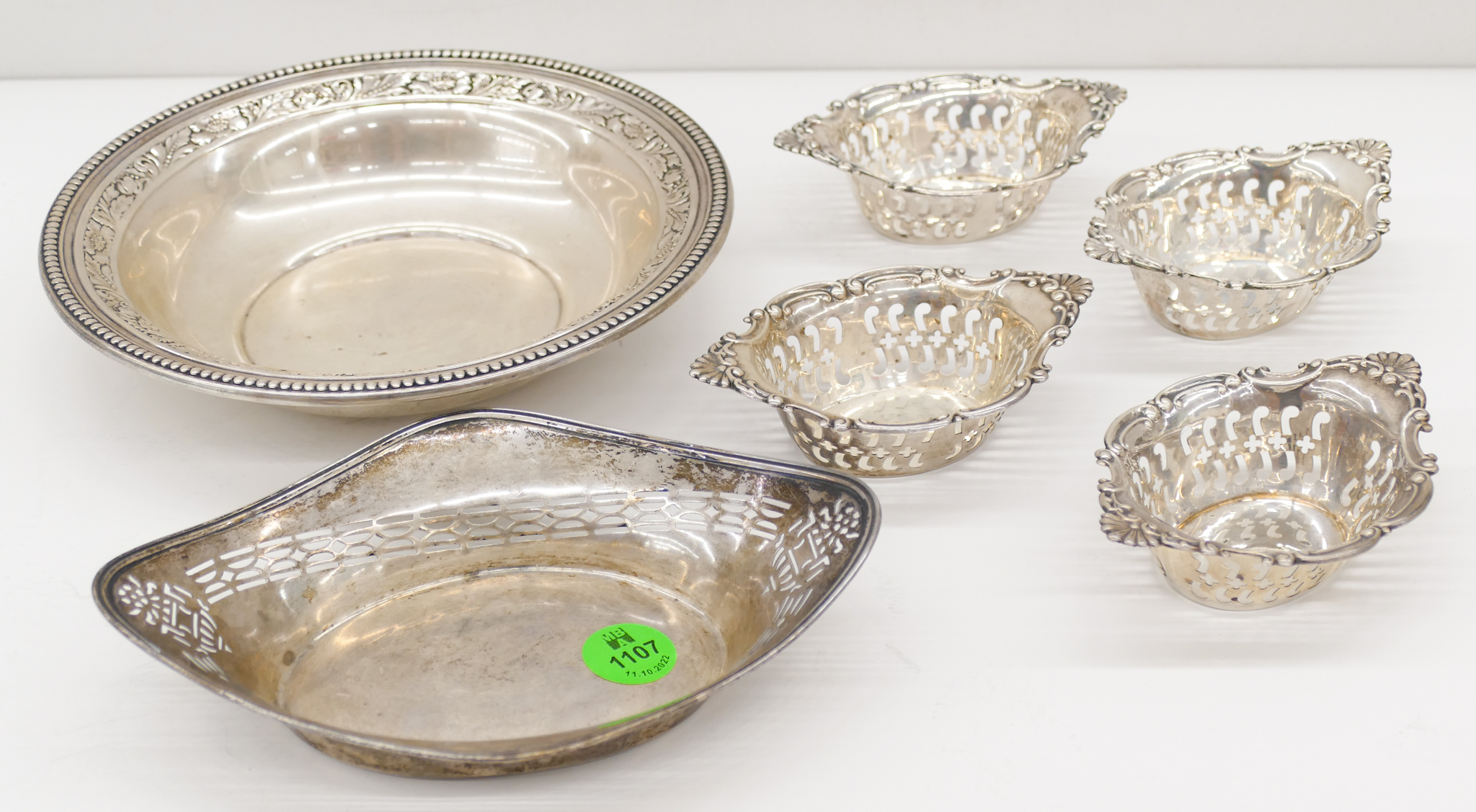 6pc Sterling Bowls and Birks Nut 2af557