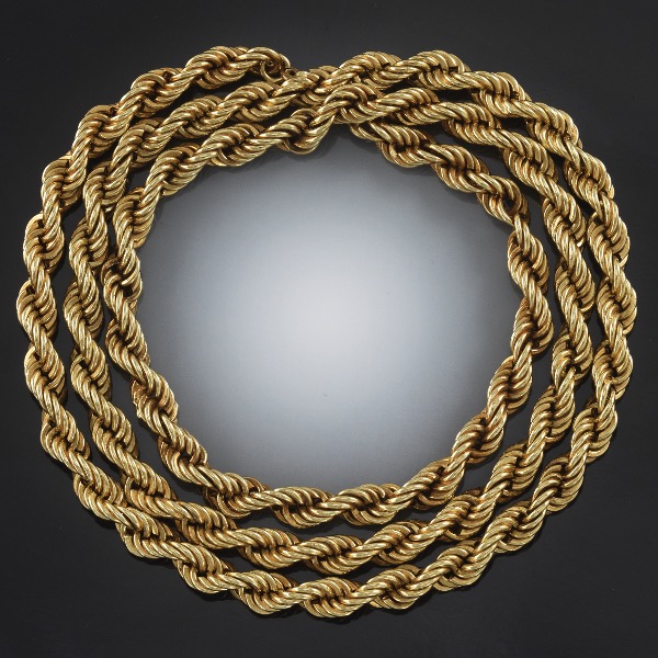 GOLD TWIST ROPE NECKLACE  30"L