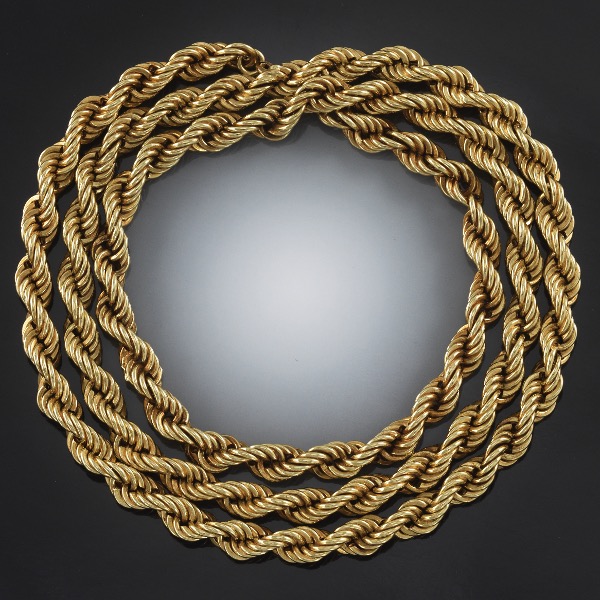 GOLD TWIST ROPE NECKLACE  30L  14k