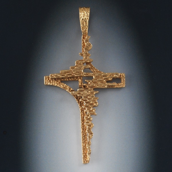 MID CENTURY DESIGN GOLD CROSS PENDANT 2af56e