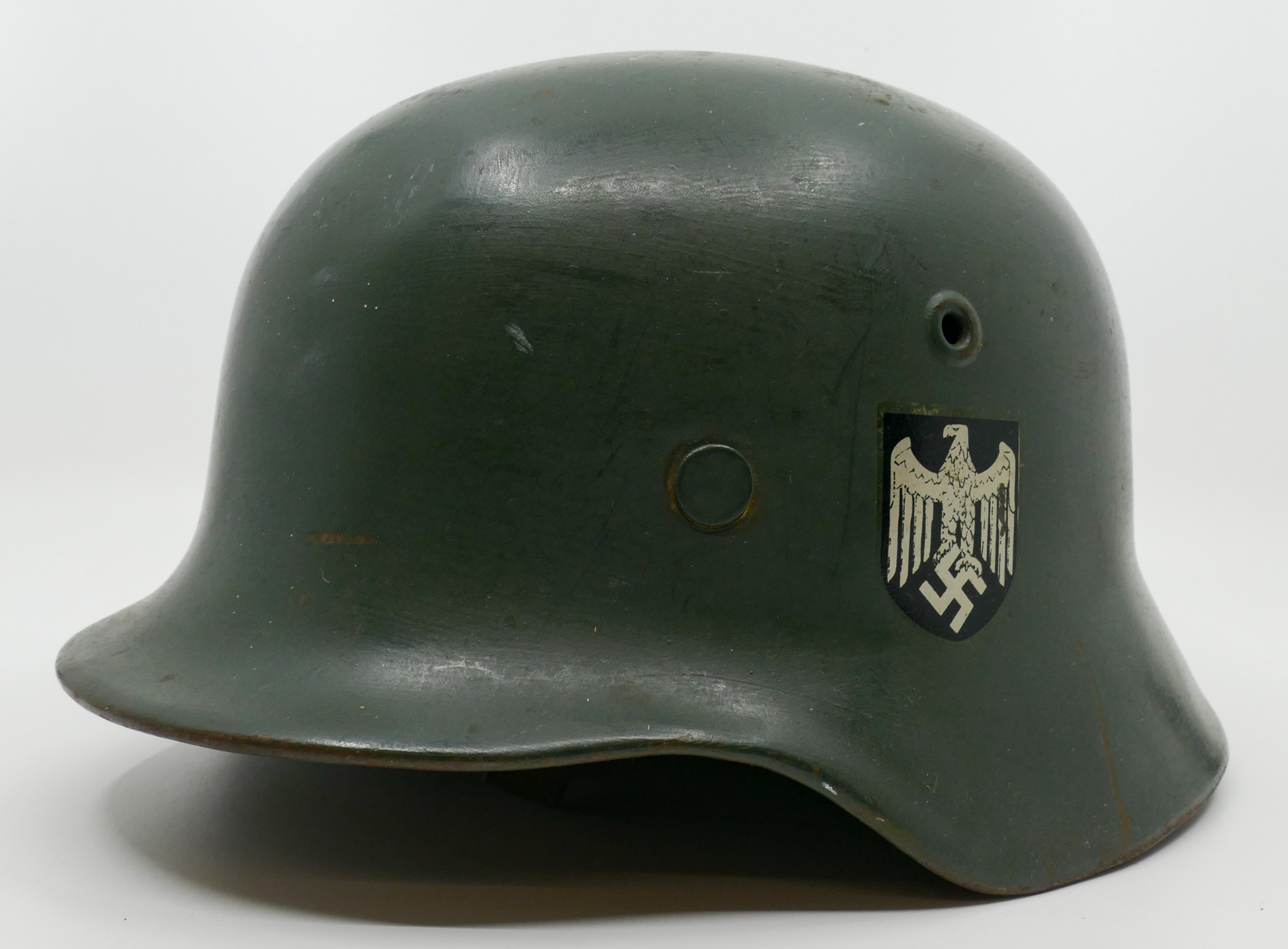 WWII German Helmet with Leather 2af577