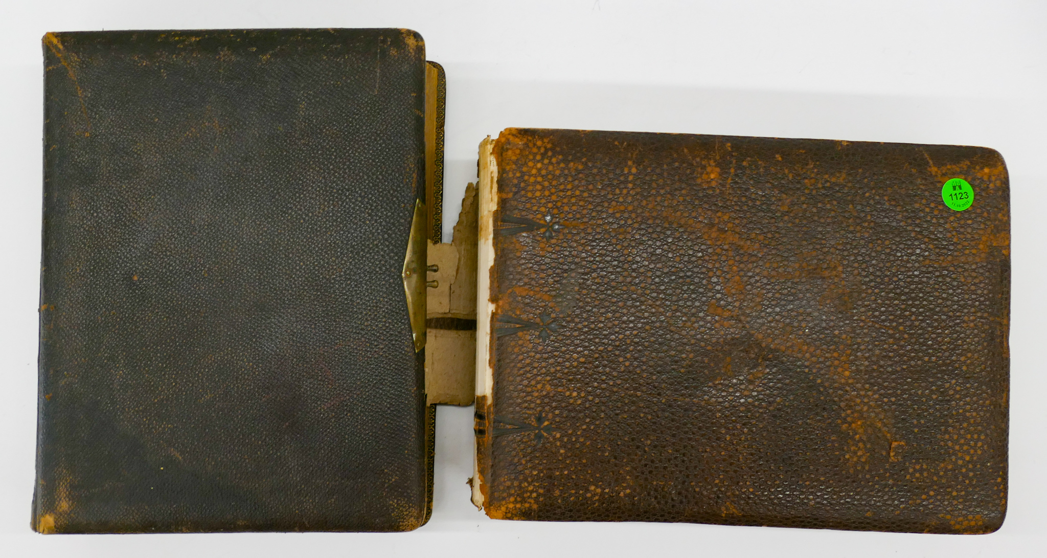 2pc Antique Leatherbound Cabinet Card