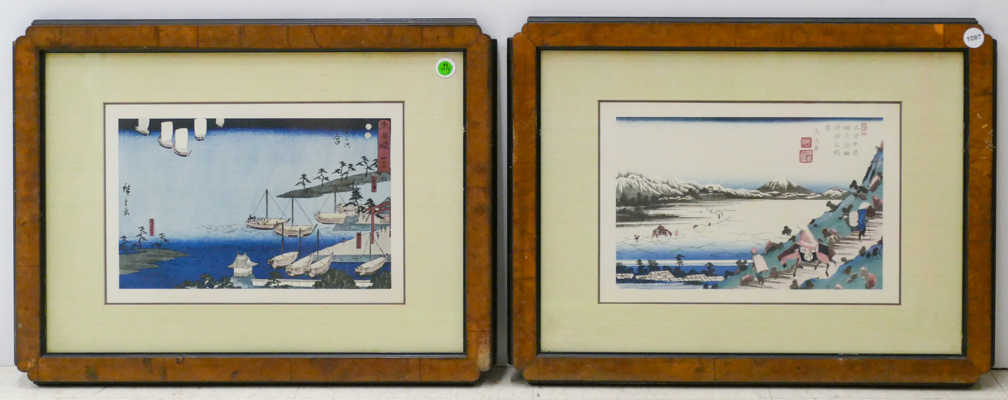Pair Decorative Hiroshige Framed