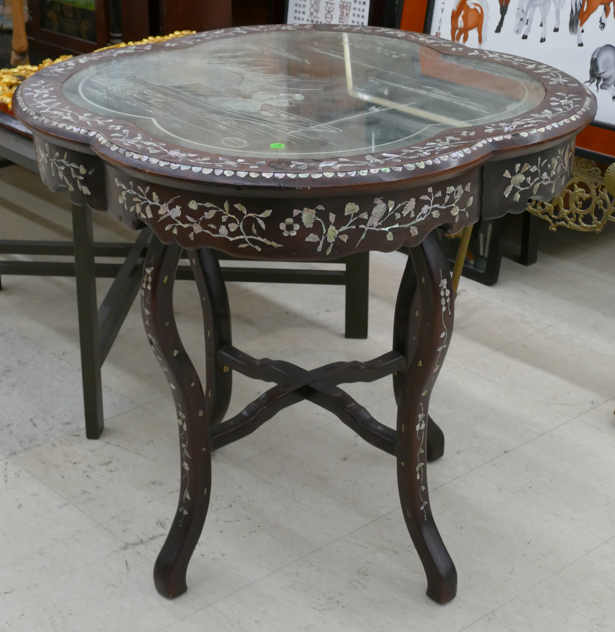 Old Chinese Mirrored Rosewood Table