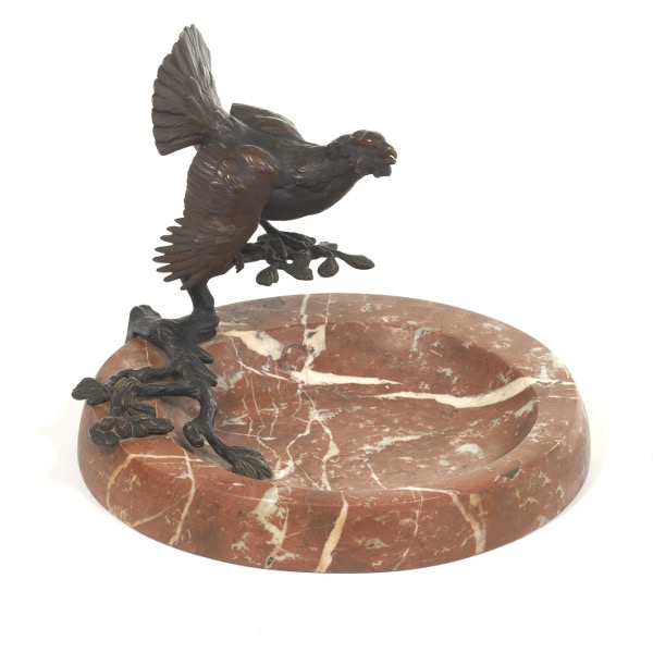 ANTIQUE PATINATED BRONZE AND ROUGE MARBLE