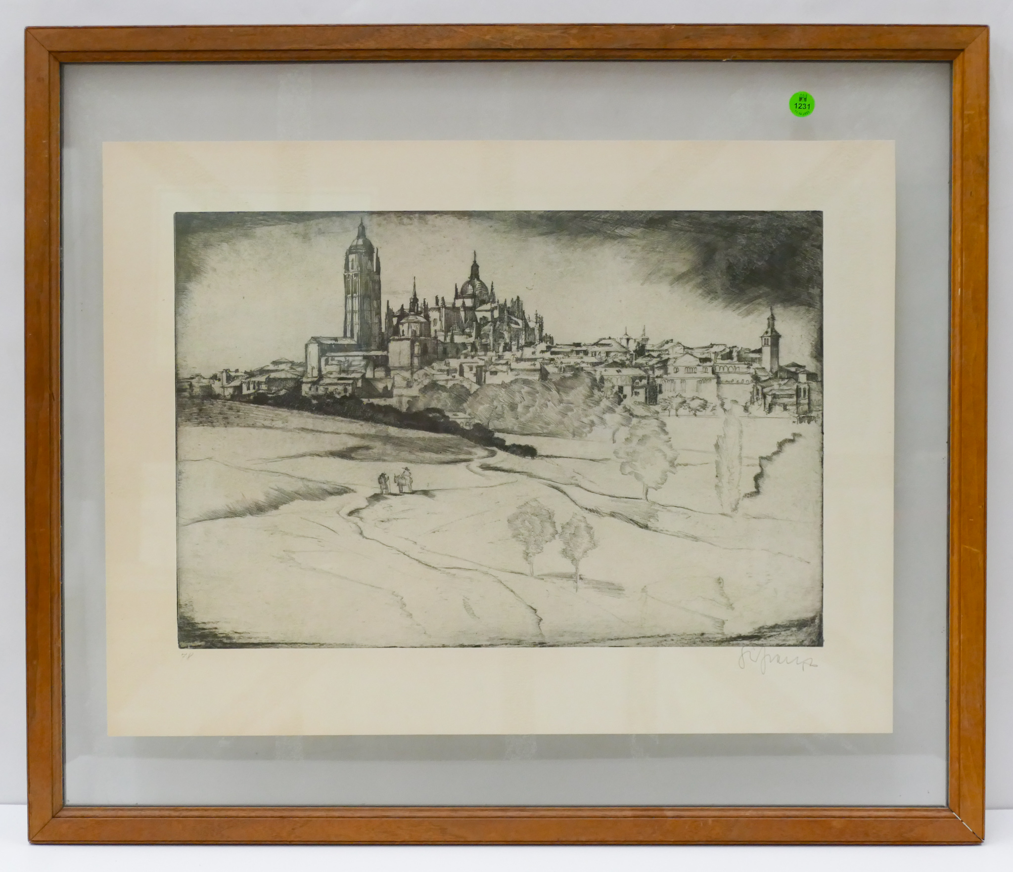 View of Segovia Spain Etching Framed