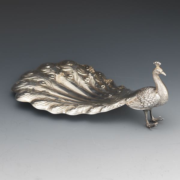 GORHAM STERLING PEACOCK DISH 4"