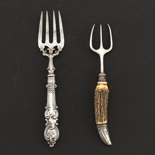 TWO SILVER SERVING FORKS  A Sheffield