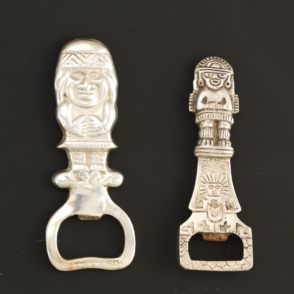 TWO PERUVIAN STERLING BOTTLE OPENERS 2af70b