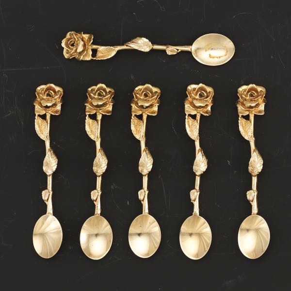 SET OF SIX GOLD WASHED DEMITASSE SPOONS