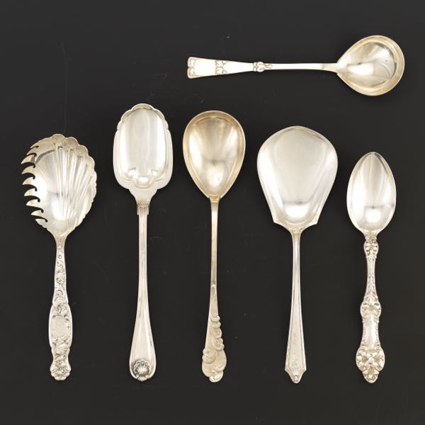 GROUP OF SIX STERLING SILVER SPOONS