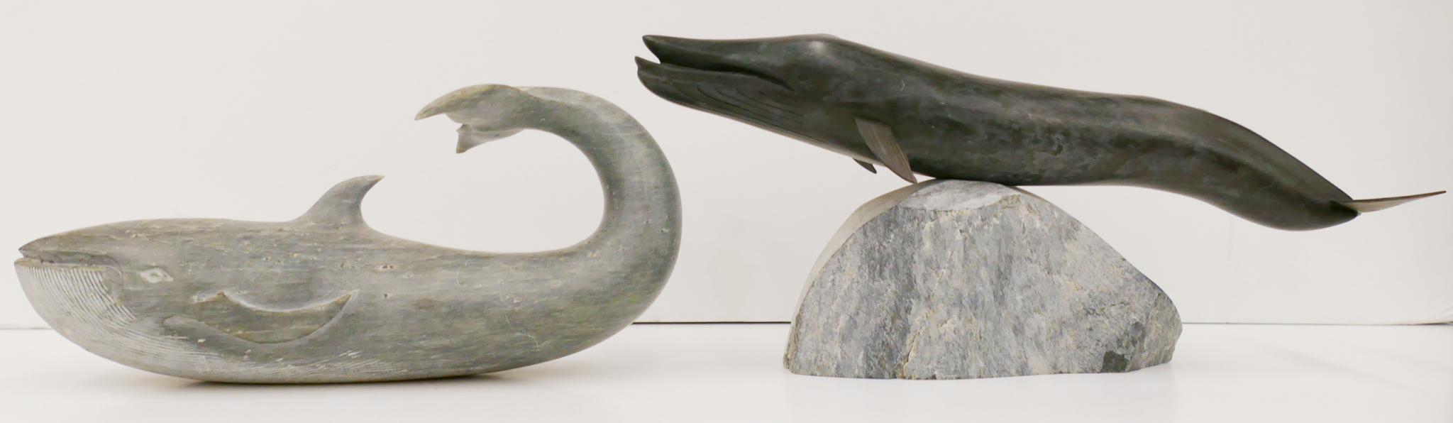 2pc Native Soapstone Whale Carvings