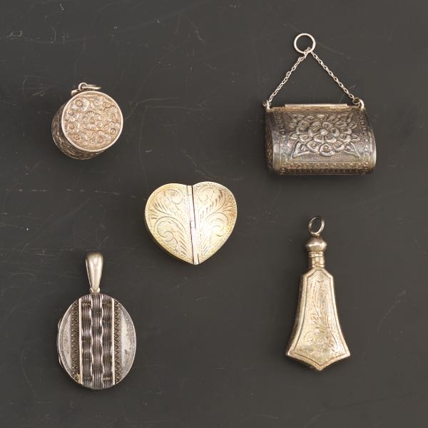 FIVE ANTIQUE AND RETRO STERLING