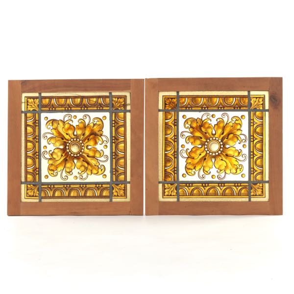PAIR OF PAINTED LEADED GLASS WINDOW 2af756