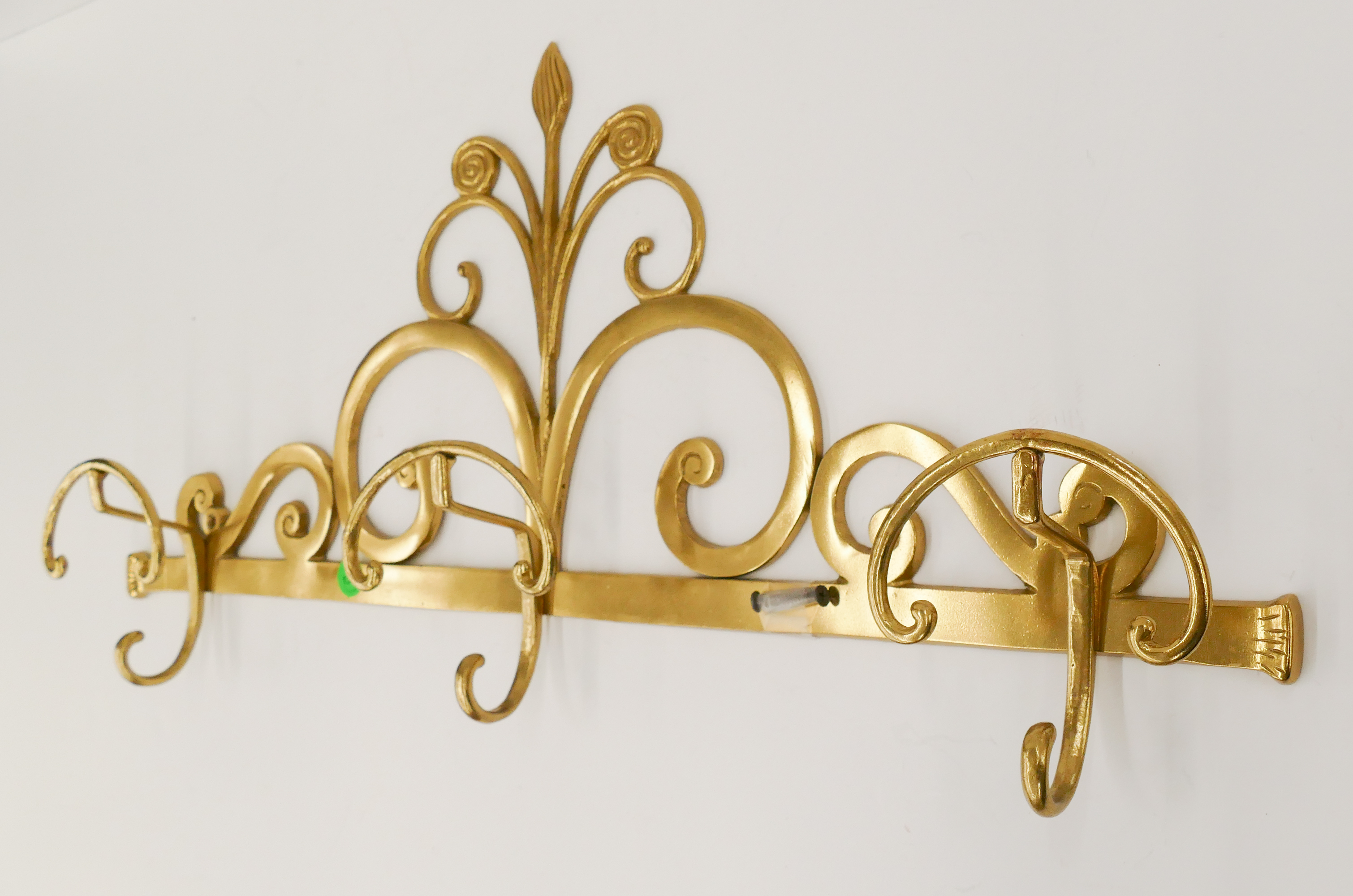 Ornate Brass Wall Mounted Coat Rack-