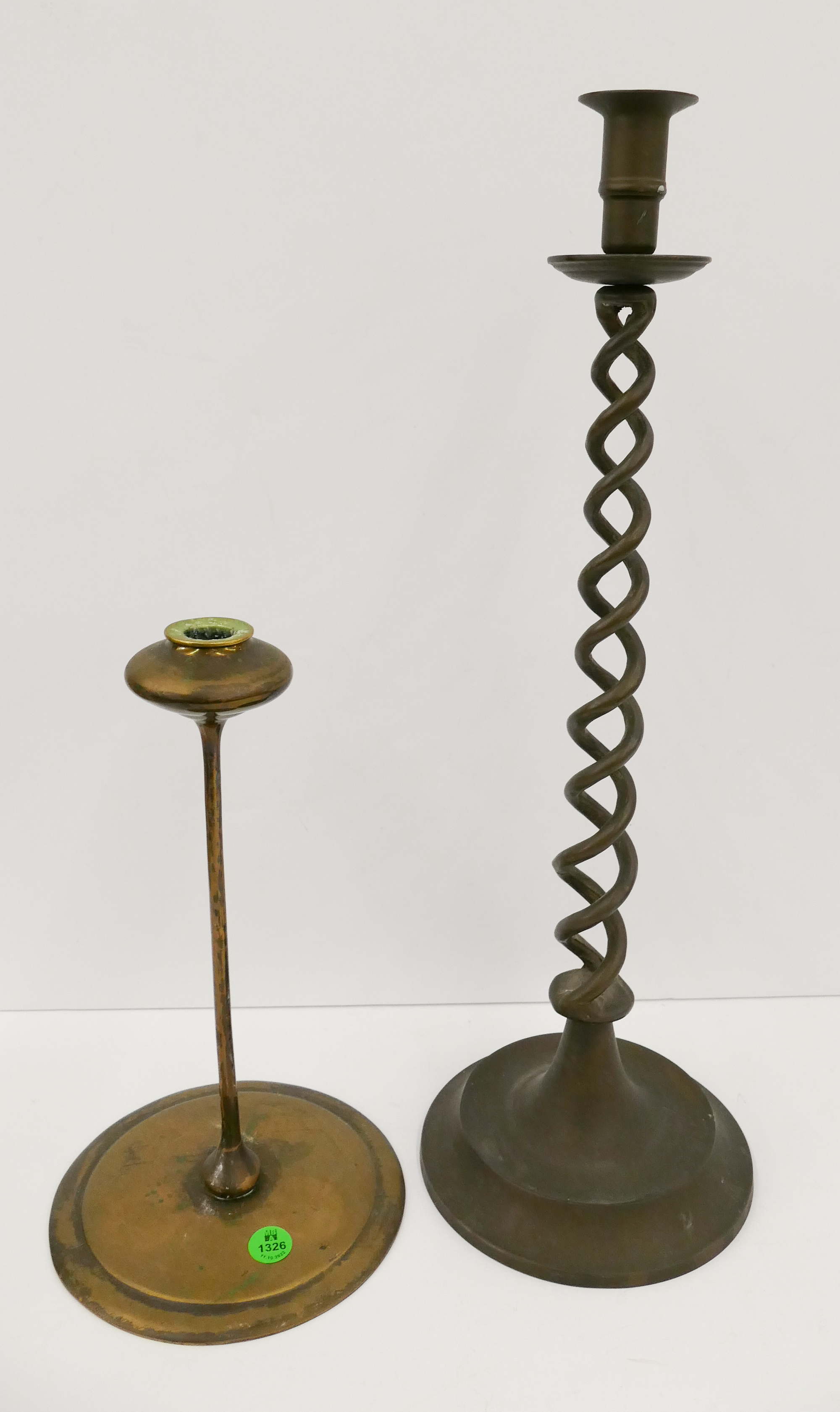 2pc Antique Brass Candlesticks- 11