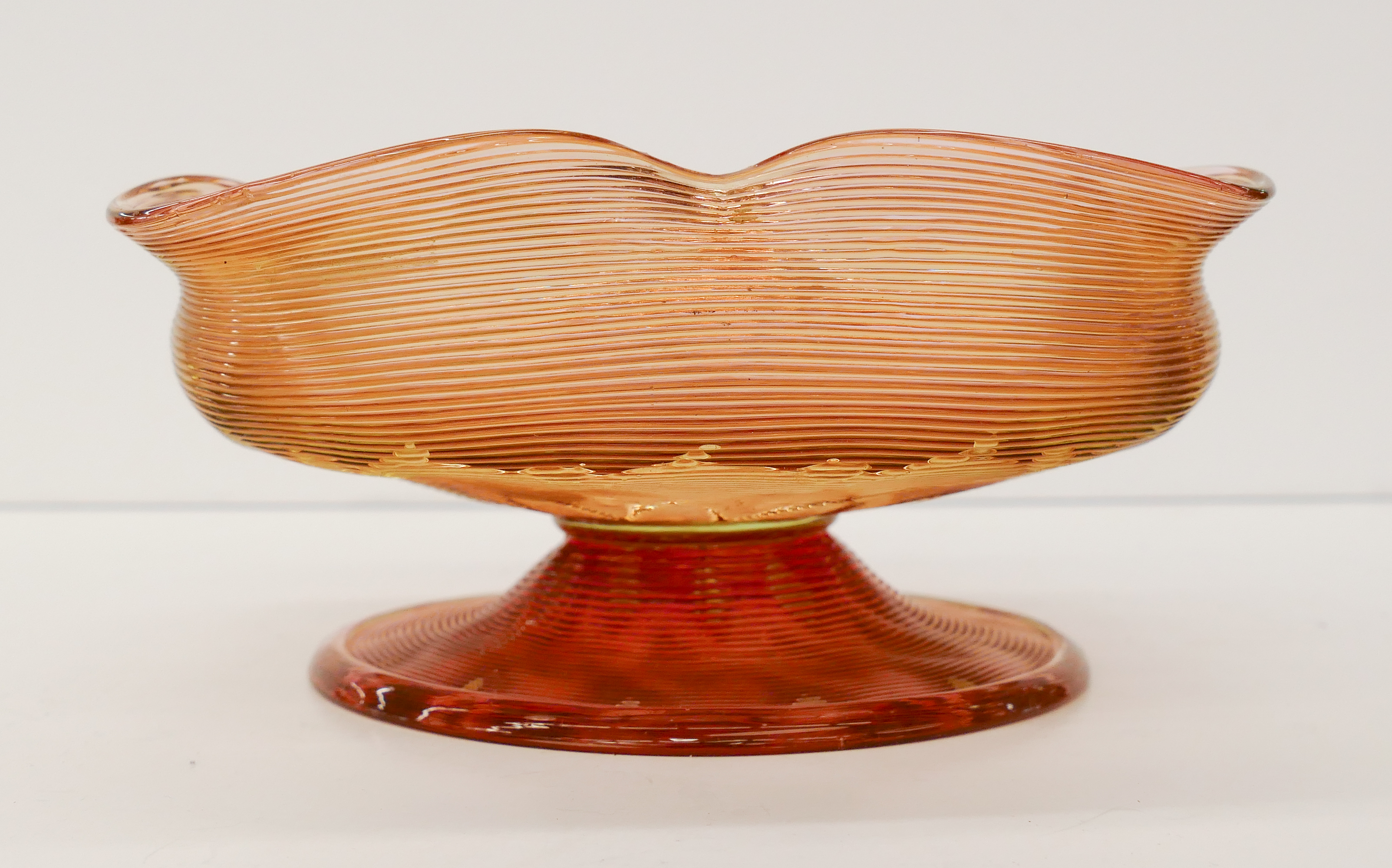 Venetian Glass Ruffled Low Bowl-