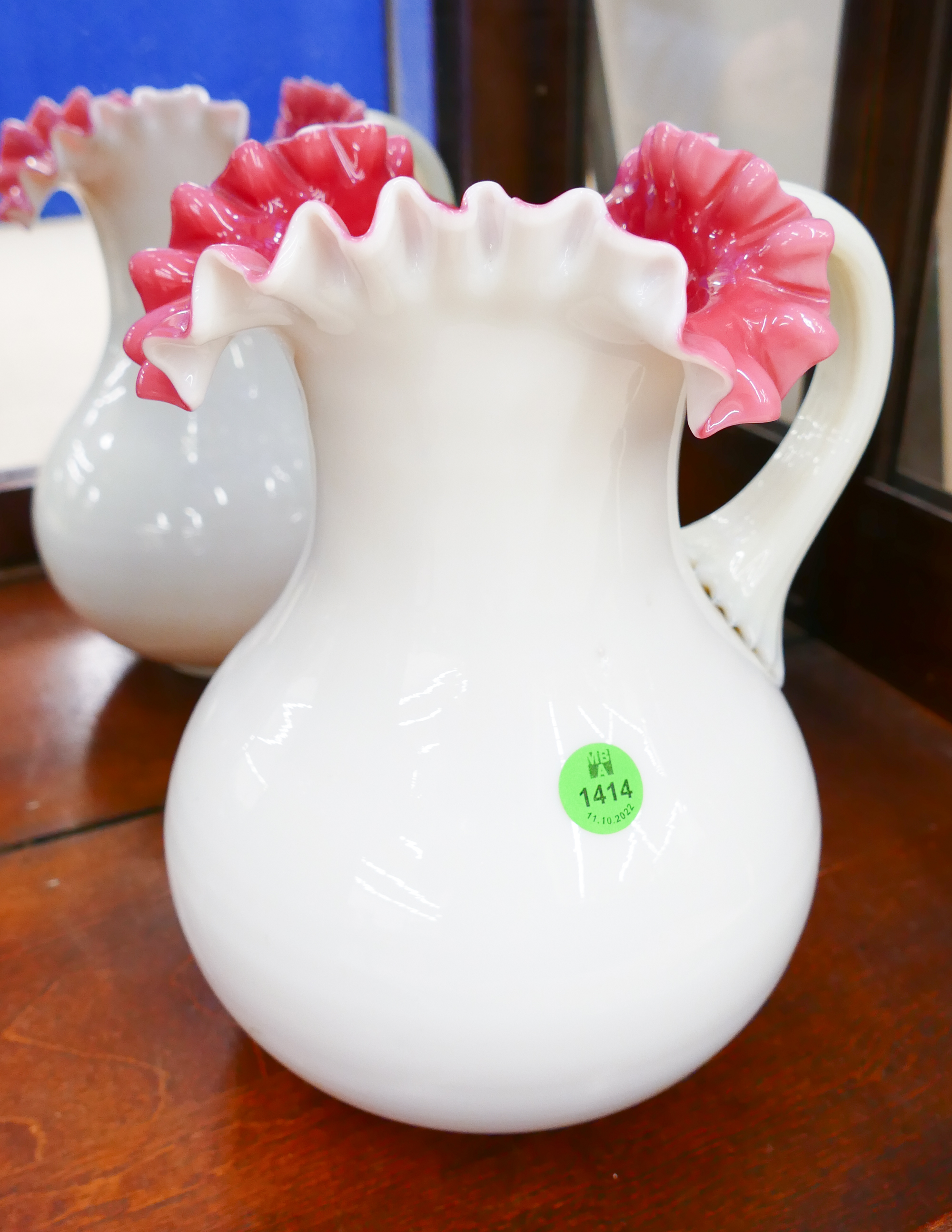 Victorian Ruffled Edge Glass Pitcher-