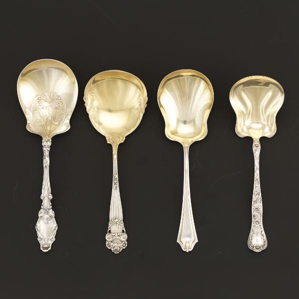 FOUR ANTIQUE STERLING SILVER SERVING