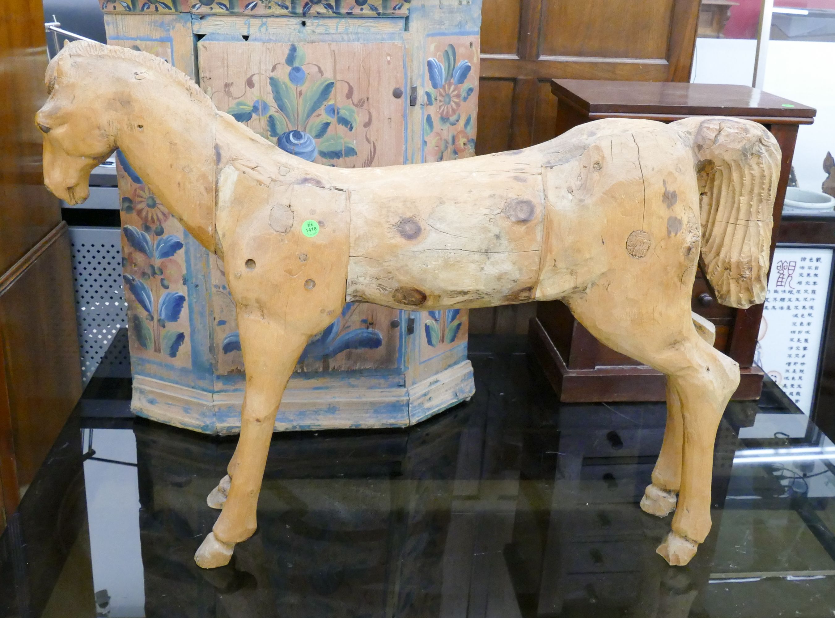 Antique Primitive Wood Horse Model or