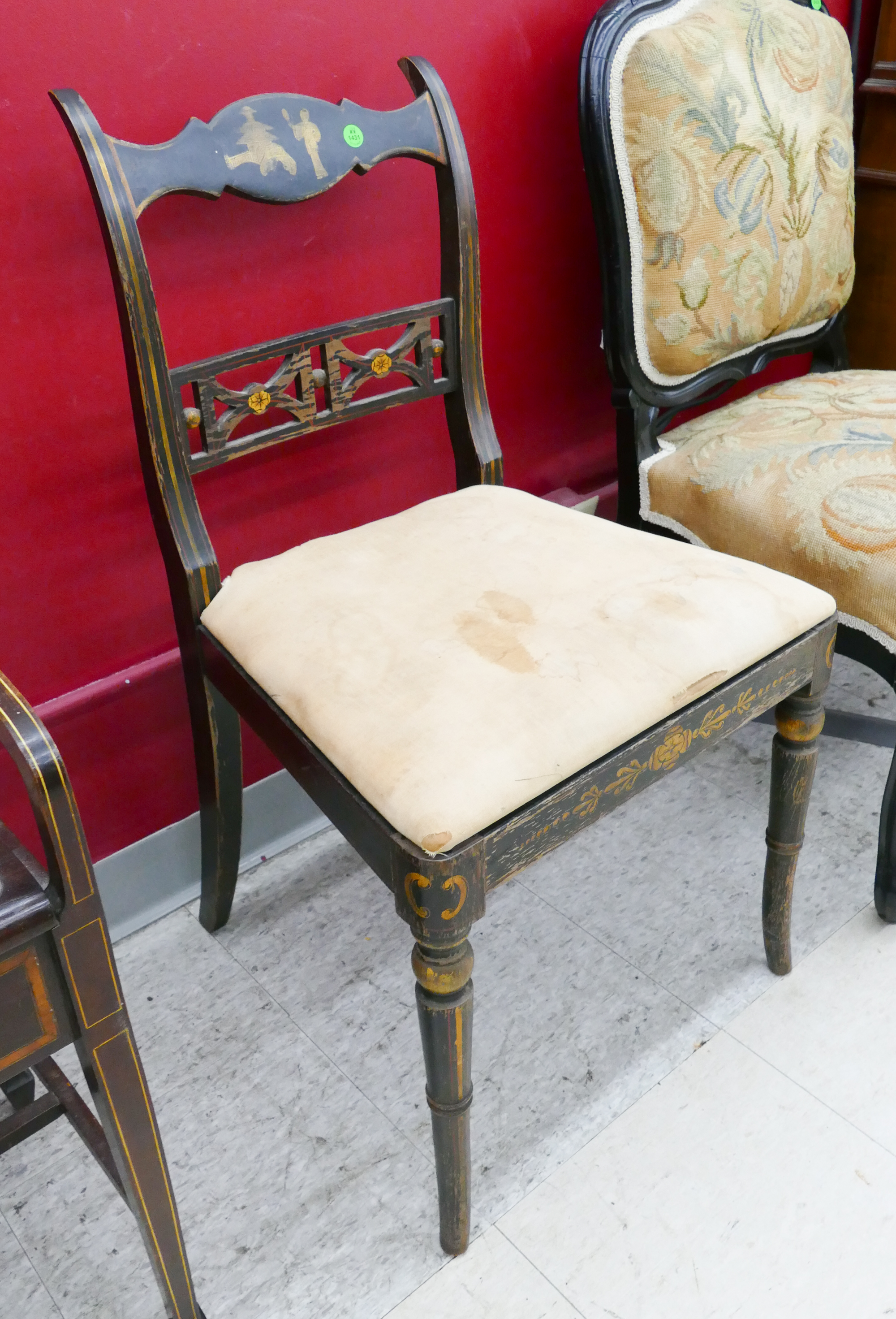 Old Chinoiserie Stenciled Side Chair-