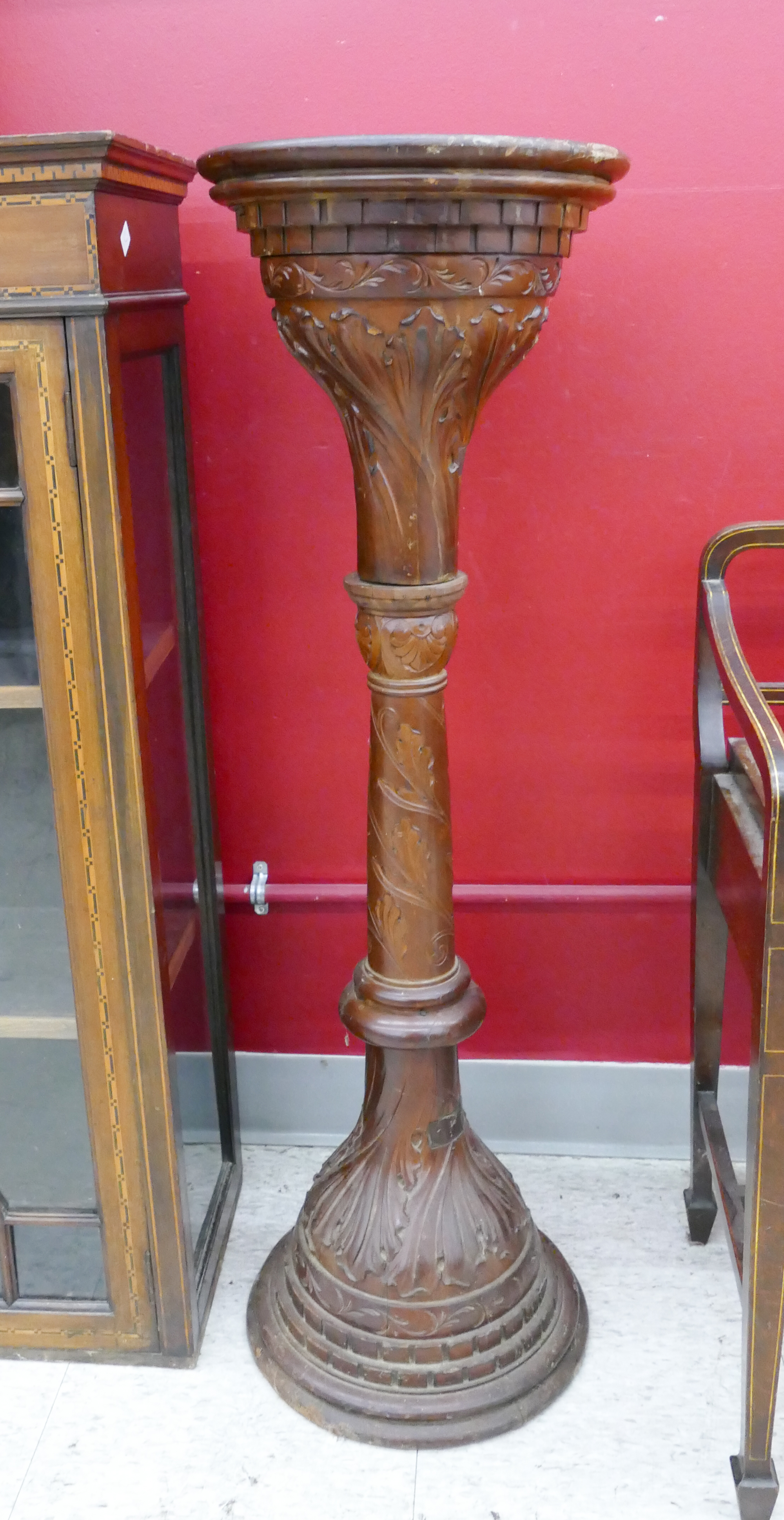 Antique Carved Walnut Newel Post 2af9ef