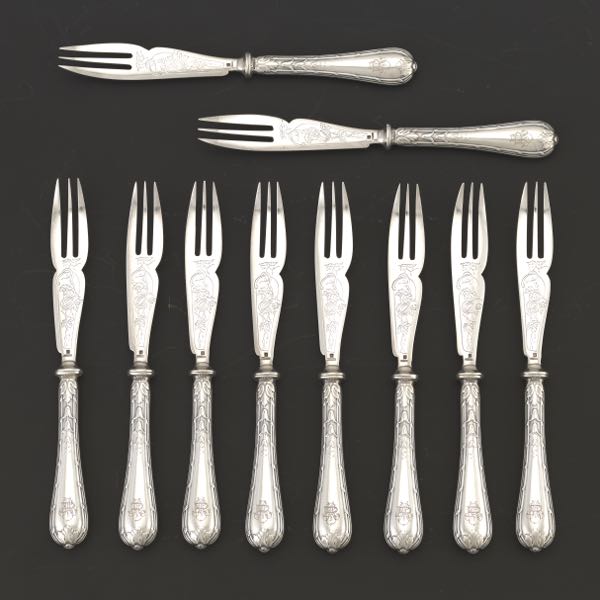 CHRISTOFLE SILVERPLATE FISH FORKS  2af9f4