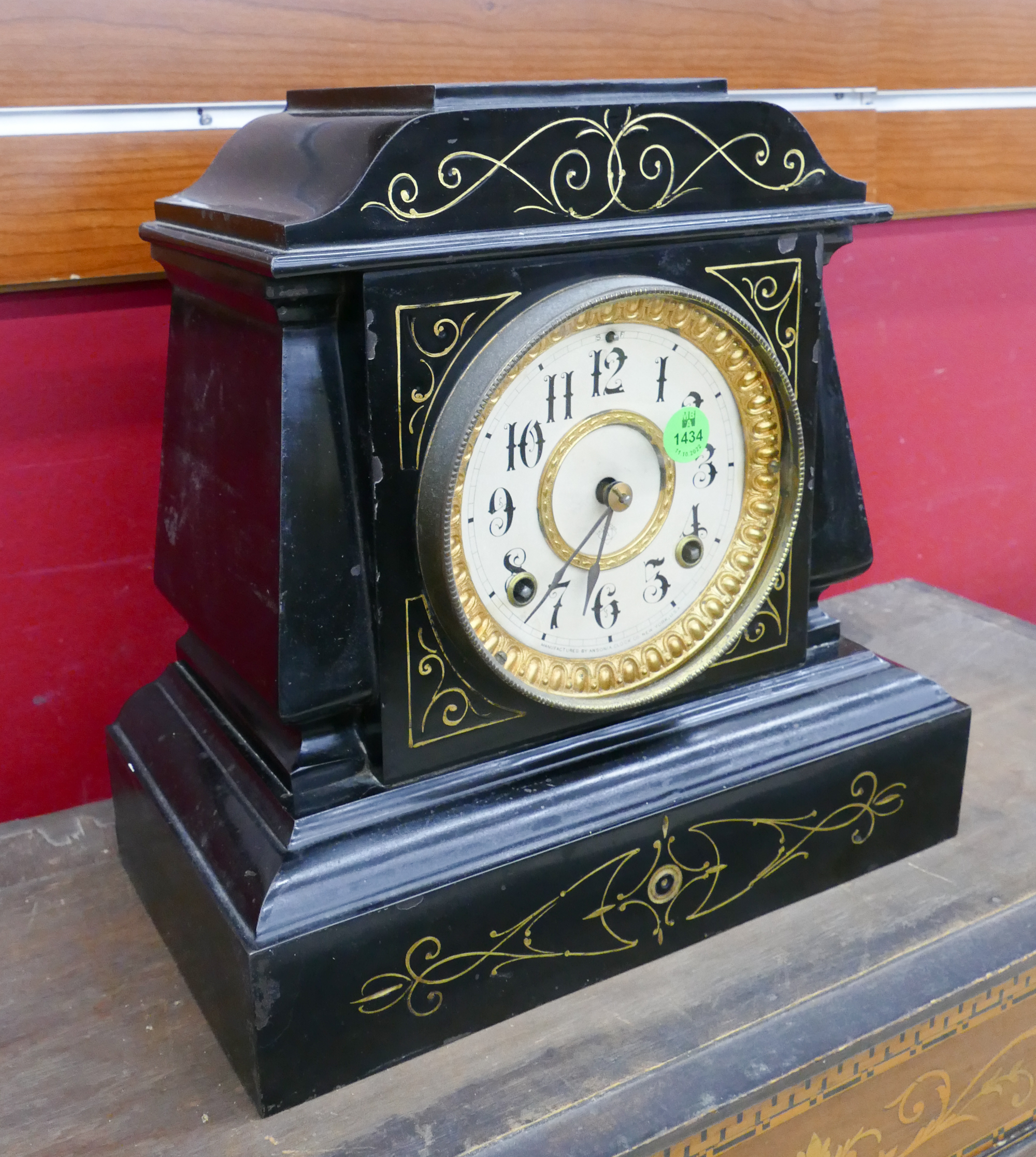 Antique Ansonia Slate Mantle Clock  2af9f6