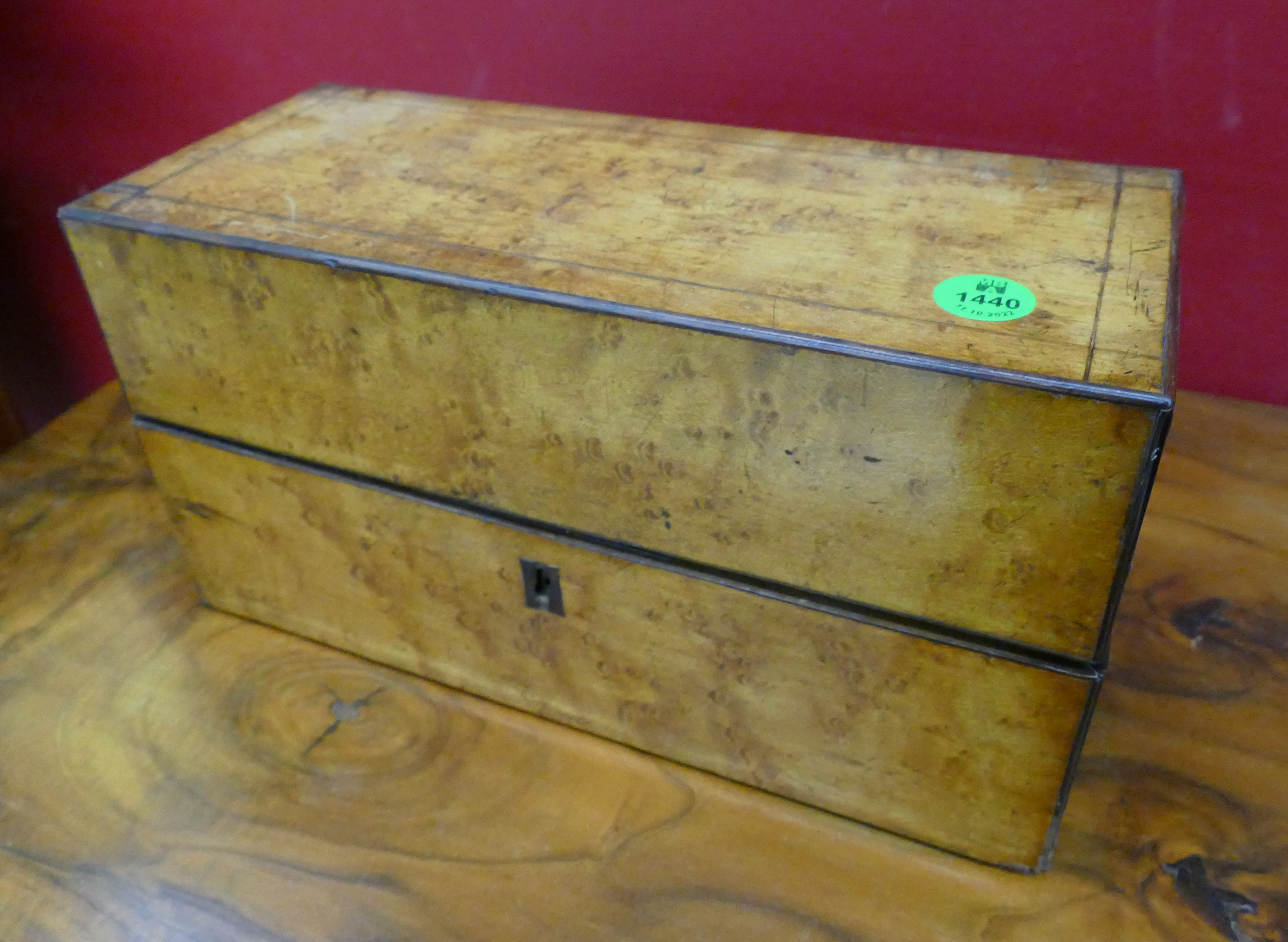 Antique Birdseye Maple Glove Box-