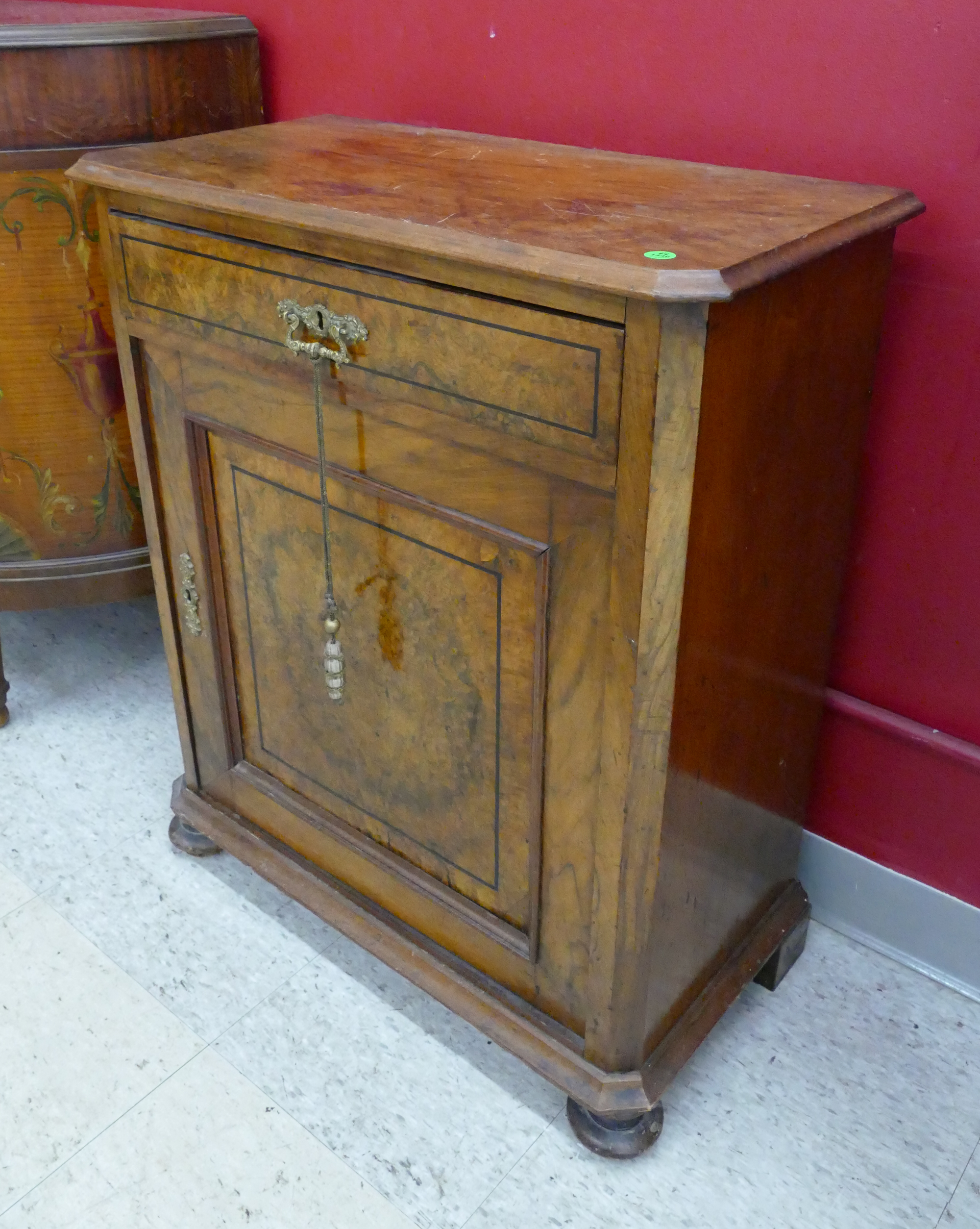 Victorian Burled Walnut Nightstand-