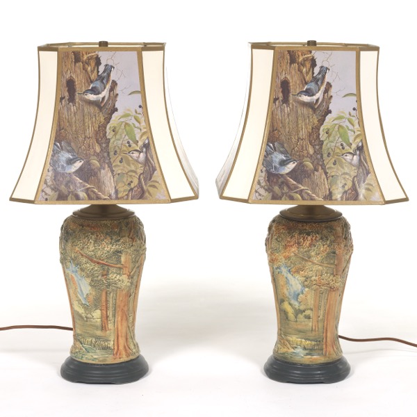 WELLER "FOREST" PAIR OF TABLE LAMPS