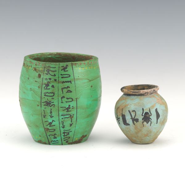 TWO EGYPTIAN STYLE FAIENCE VASES 2afaba