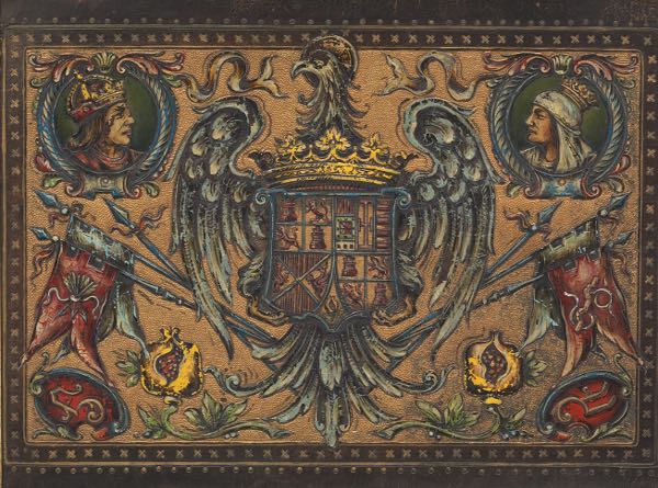 TOOLED AND PAINTED LEATHER PANEL