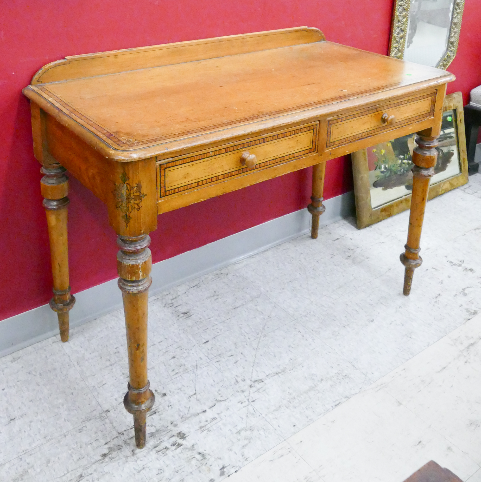 Vintage Stenciled Pine Vanity-