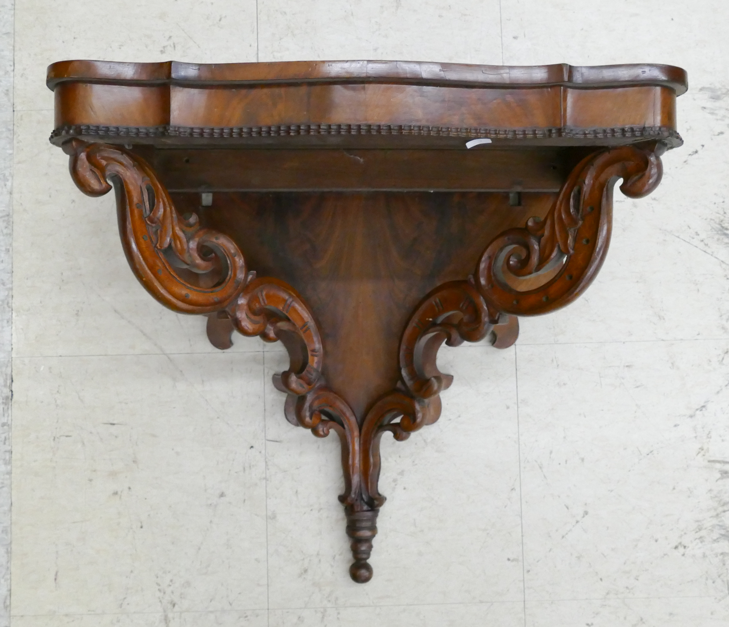 Victorian Walnut Carved Wall Shelf-