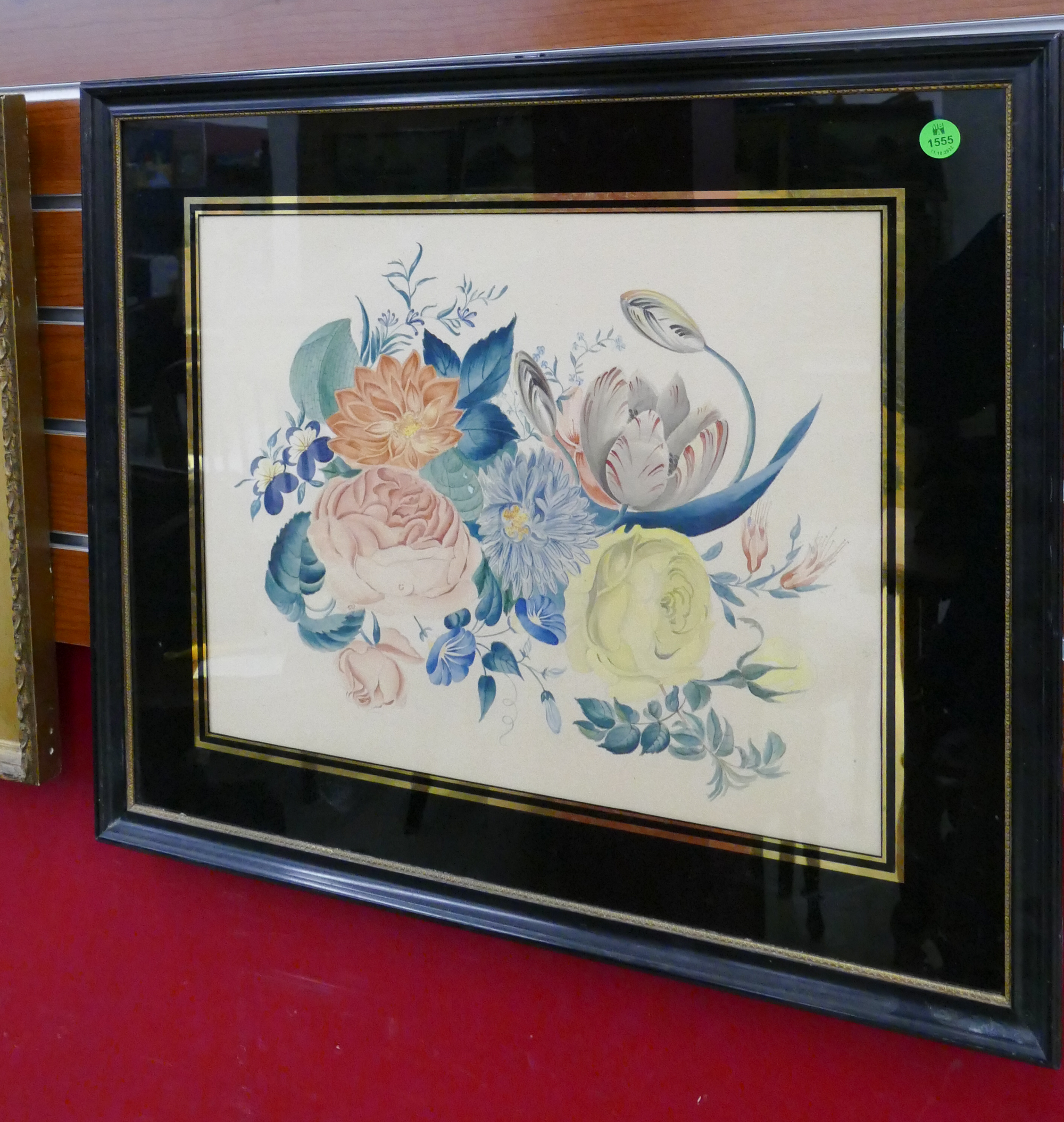 Victorian Floral Watercolor Framed  2afb56