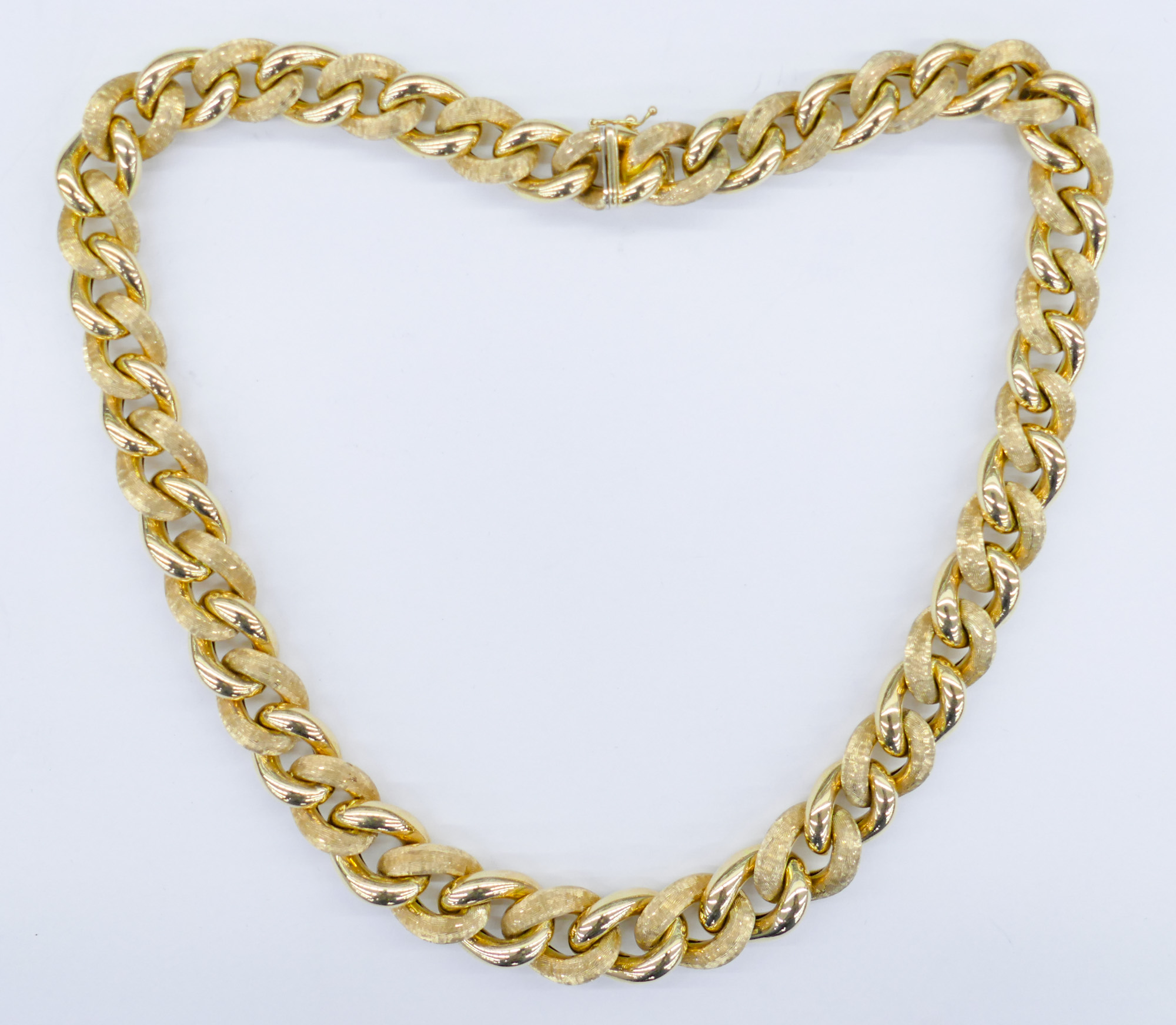 Italian 14k Textured Double Curb