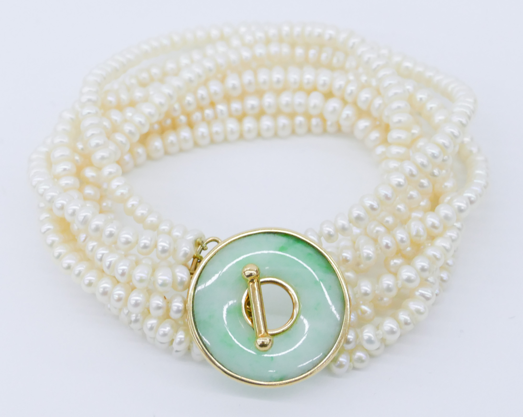 Ladies 22k Jadeite and Pearl Multi Strand 2afbb8