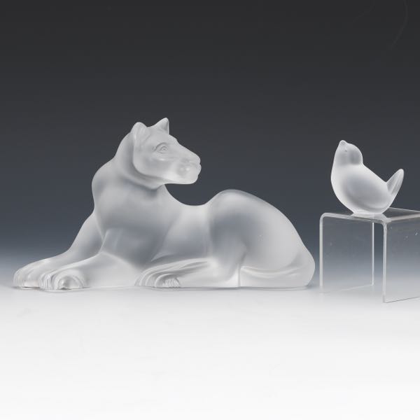 LALIQUE CRYSTAL LIONESS SIMBA AND