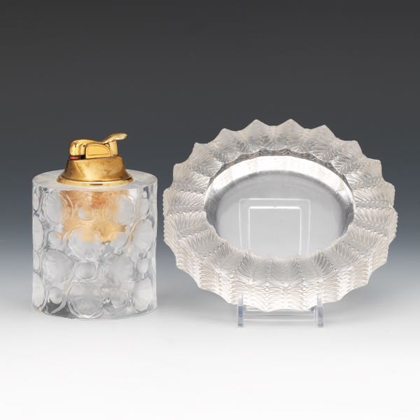 LALIQUE CRYSTAL ASHTRAY AND LIGHTER 2afd55