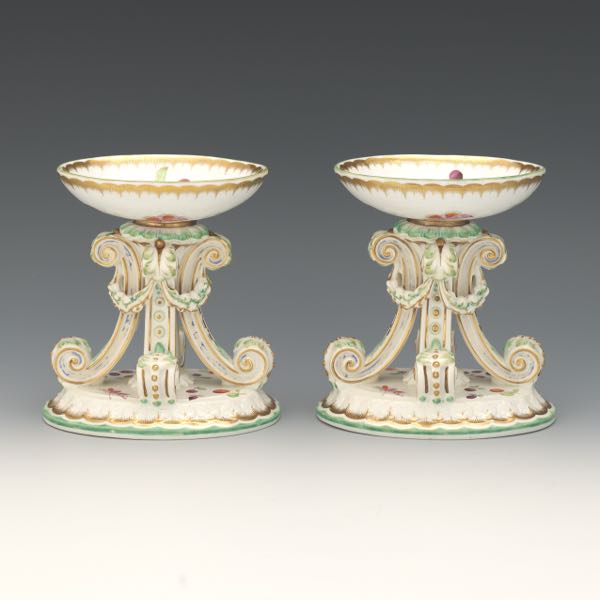 PAIR OF ENGLISH PORCELAIN TAZZAS,