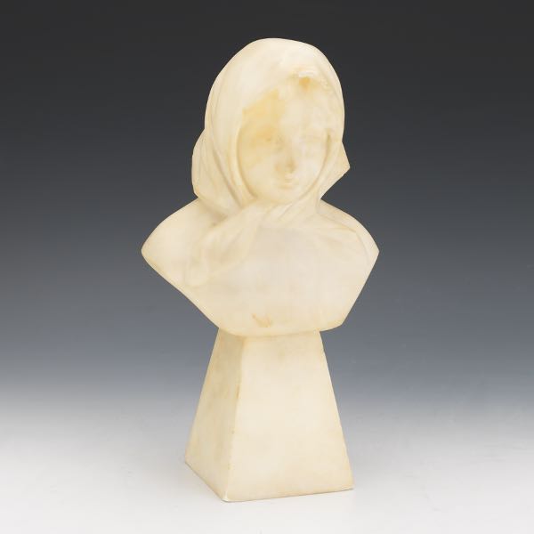 CARVED ALABASTER GIRL WEARING HEAD