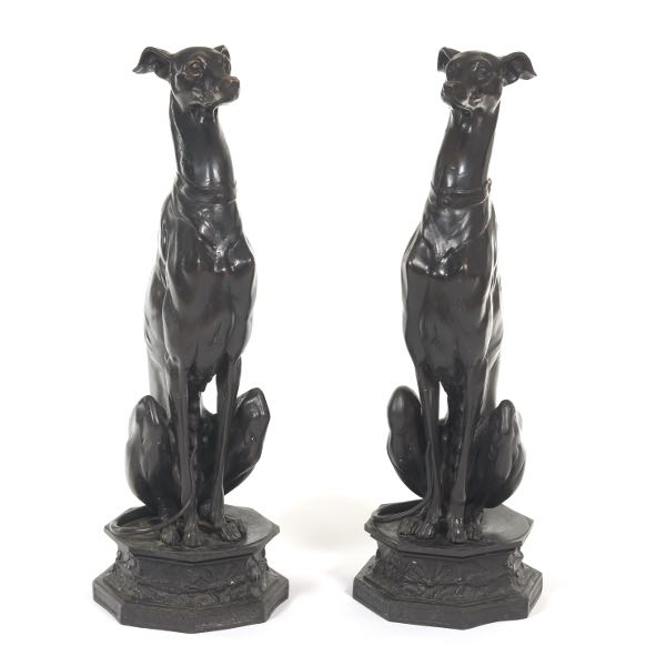 PAIR OF BRONZE GREYHOUND SCULPTURES 2afeeb