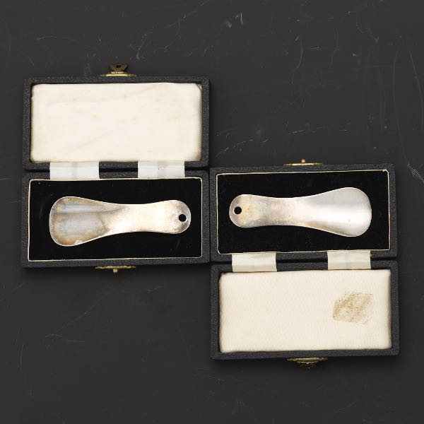 TWO ENGLISH SHOEHORNS 3 ½ Two sterling