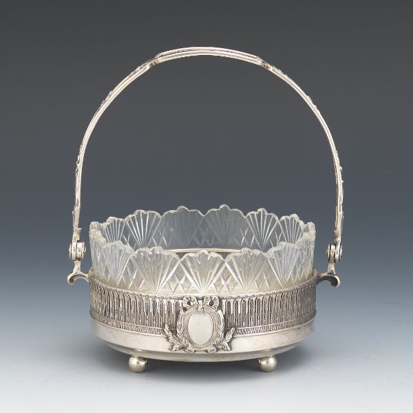 900 SILVER AND CRYSTAL BASKET 6"