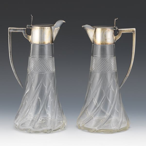 PAIR OF BIRMINGHAM CLARET JUGS