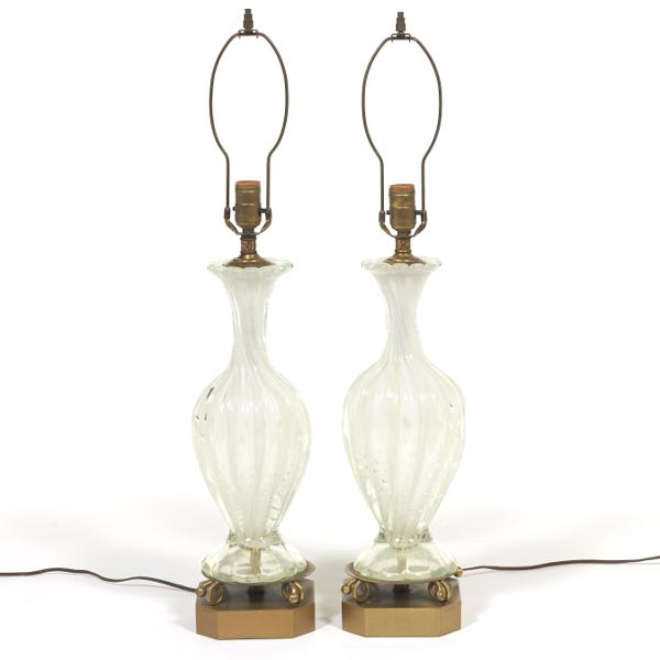 PAIR OF MCM MURANO GLASS LAMPS 2aff77